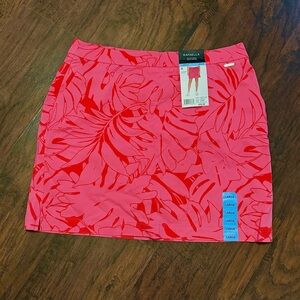 Rafaella Red Tropical Print Skirt